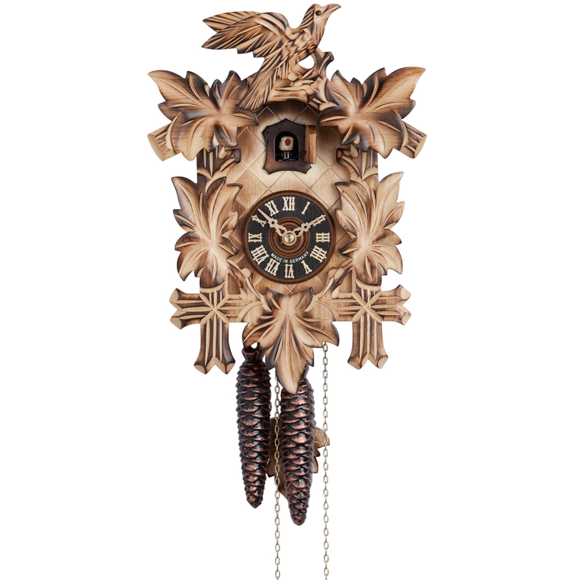 Orologio a Cucù Classico 5 Foglie Legno bruciato