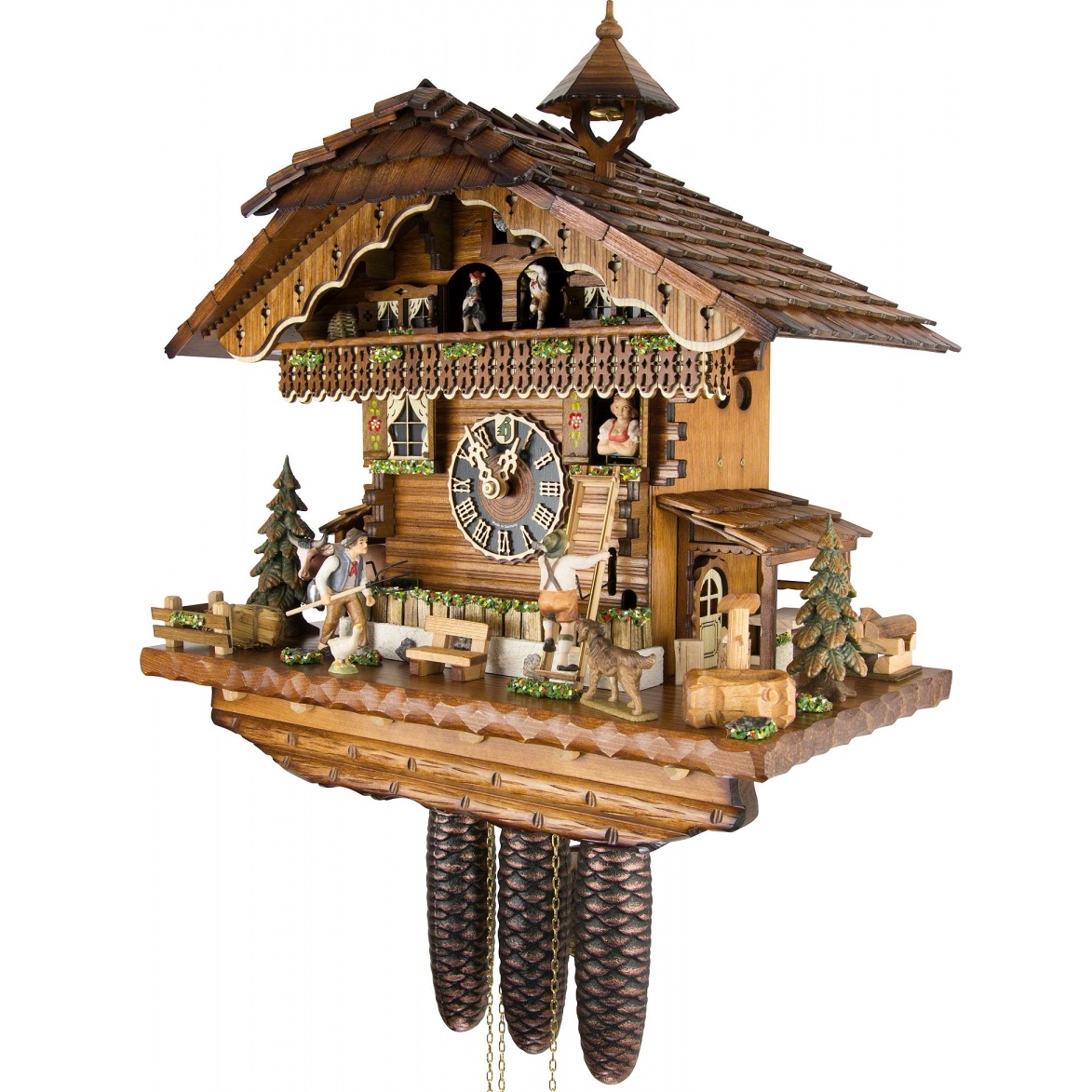Orologio a Cucù 8gg Chalet Contadino Con Forcone e Ballerini - immagine 3